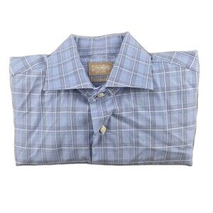 Gitman Bros. Shirt Men's Sz 16.5/34 Blue Plaid Cotton Tailored Fit Made In USA
